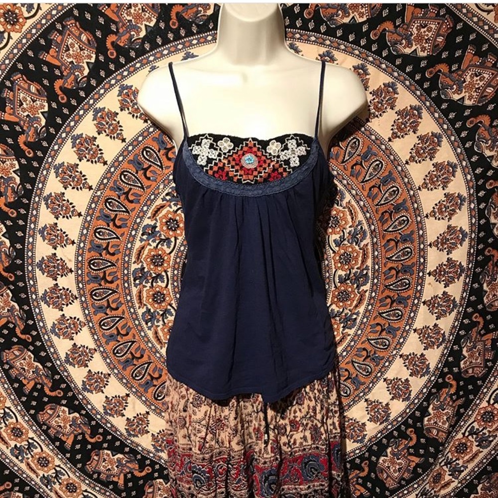 Embroidered Aztec Navy Tank size sm